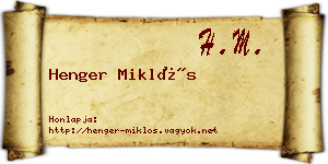 Henger Miklós névjegykártya