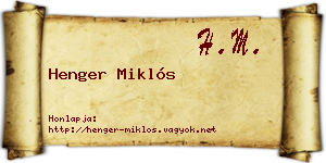 Henger Miklós névjegykártya